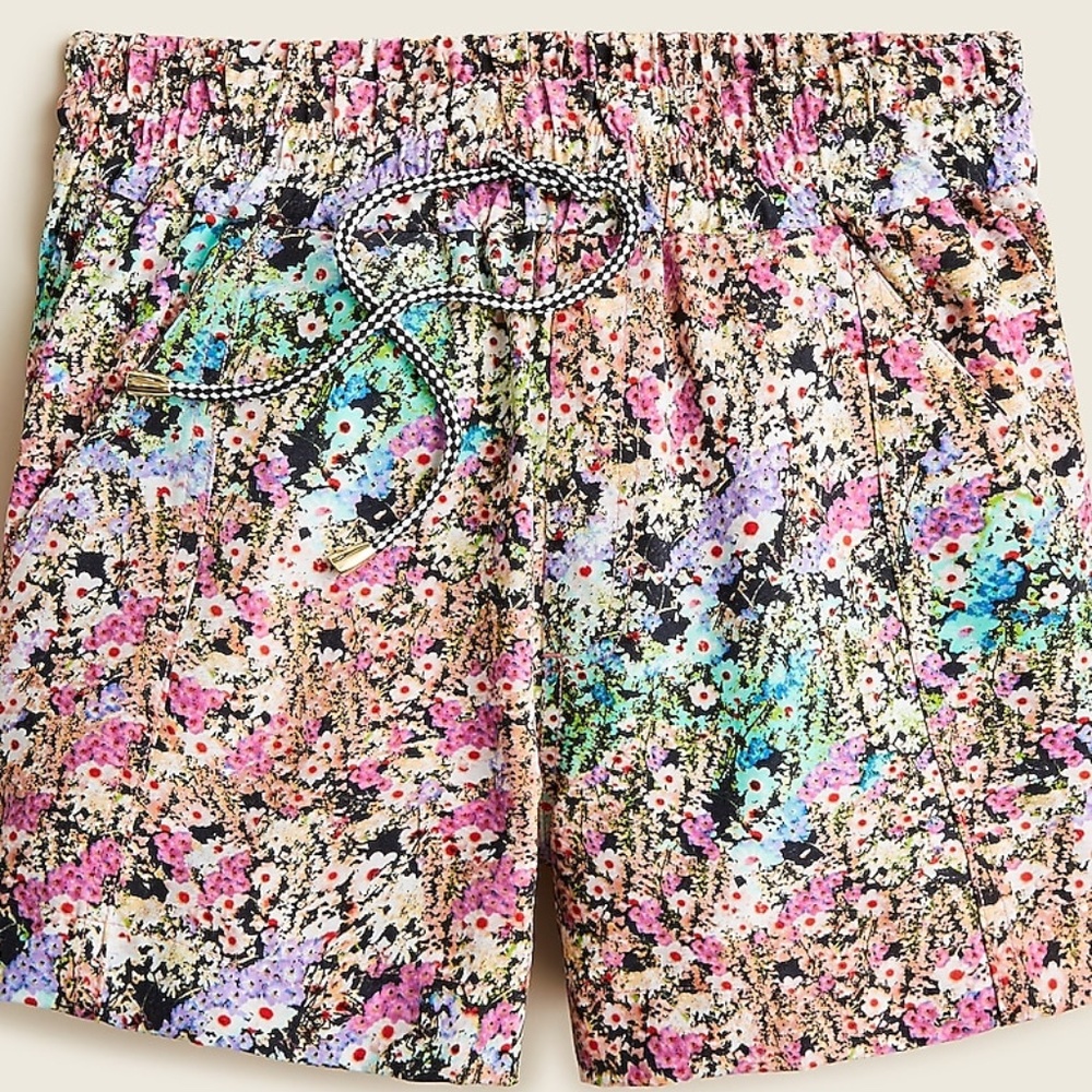 J.Crew Paddle Board Shorts Watercolor Floral Drawstring Pocket Women's XL BC990